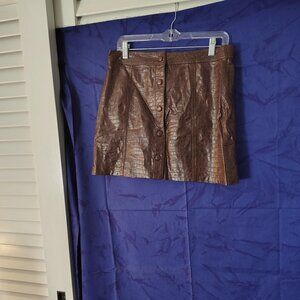 Blank NYC Mini Leather Skirt in Brown
